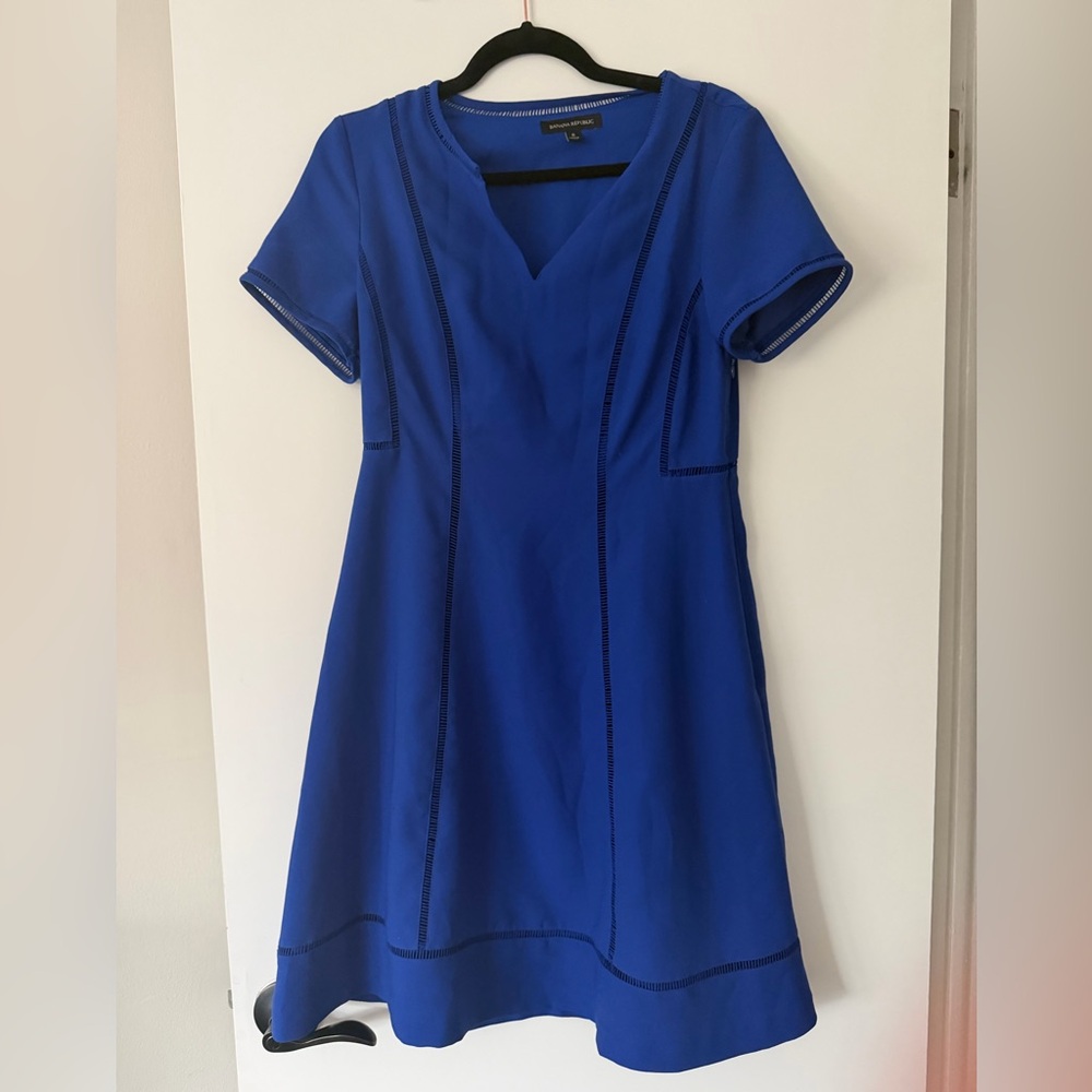 Banana Republic Royal Blue V-Neck Midi Dress